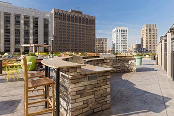 Outdoor grills and dining space